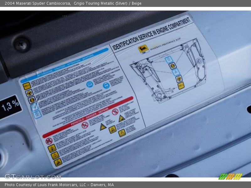 Info Tag of 2004 Spyder Cambiocorsa