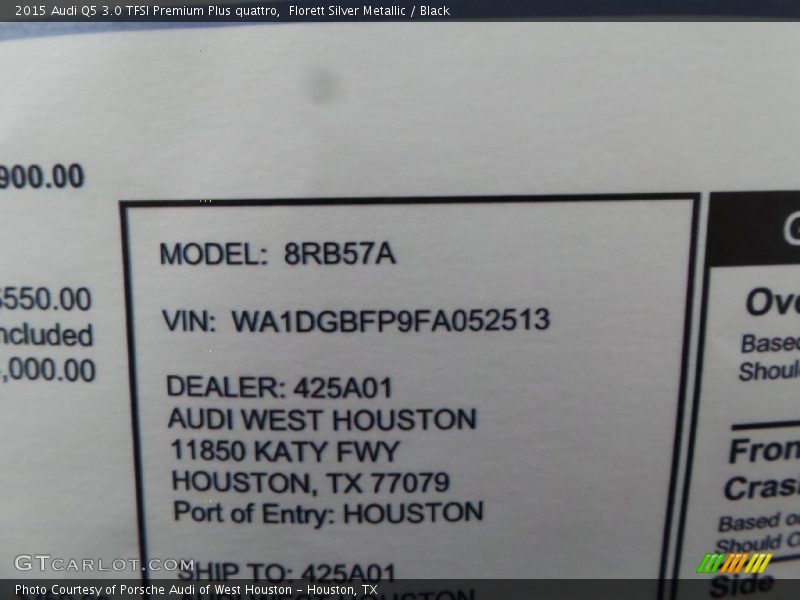 Florett Silver Metallic / Black 2015 Audi Q5 3.0 TFSI Premium Plus quattro