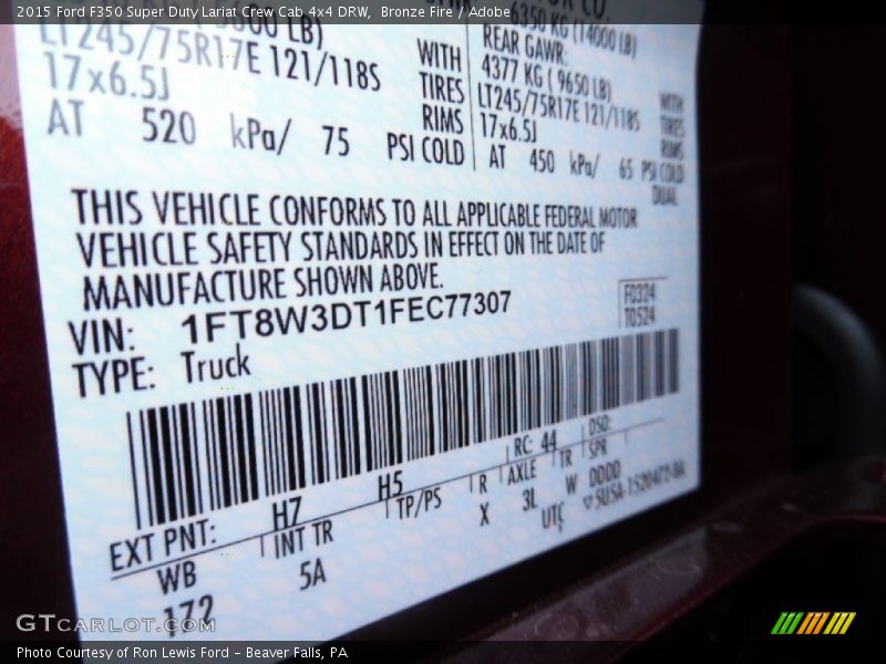 Bronze Fire / Adobe 2015 Ford F350 Super Duty Lariat Crew Cab 4x4 DRW