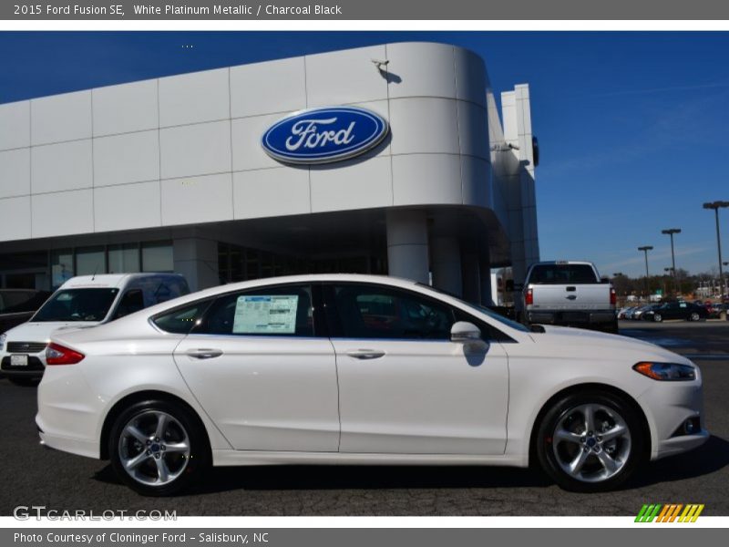 White Platinum Metallic / Charcoal Black 2015 Ford Fusion SE
