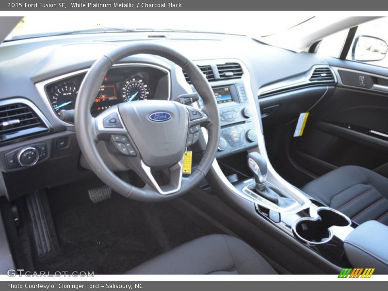 White Platinum Metallic / Charcoal Black 2015 Ford Fusion SE