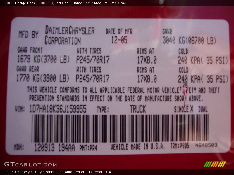 Flame Red / Medium Slate Gray 2006 Dodge Ram 1500 ST Quad Cab