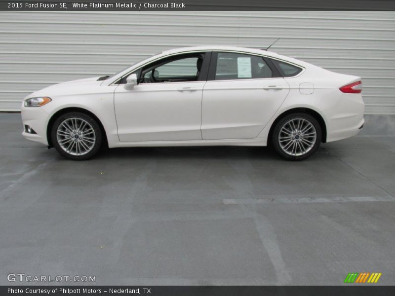 White Platinum Metallic / Charcoal Black 2015 Ford Fusion SE