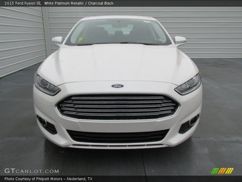 White Platinum Metallic / Charcoal Black 2015 Ford Fusion SE