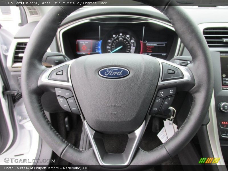 White Platinum Metallic / Charcoal Black 2015 Ford Fusion SE
