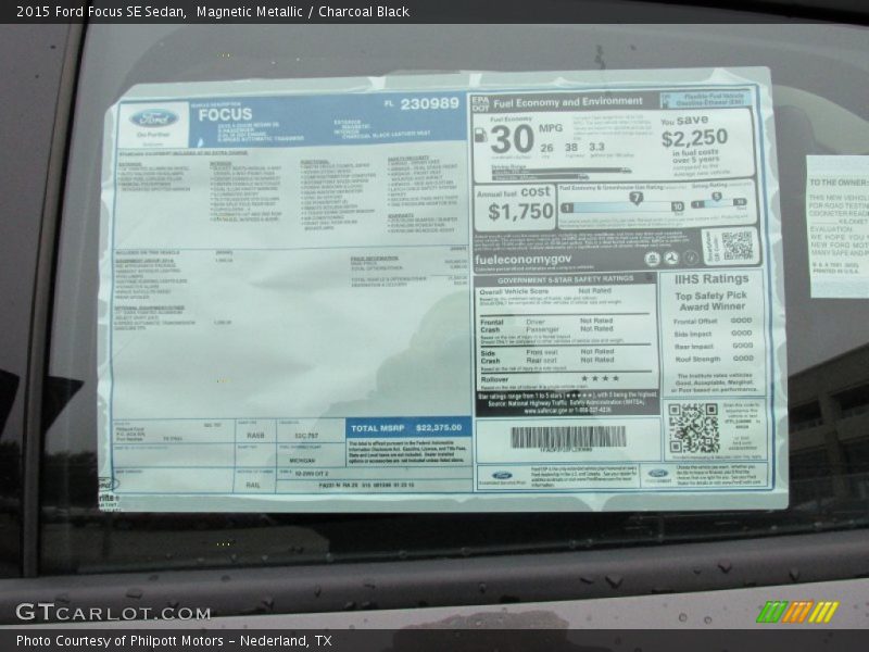  2015 Focus SE Sedan Window Sticker