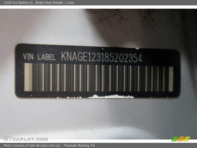 Bright Silver Metallic / Gray 2008 Kia Optima LX