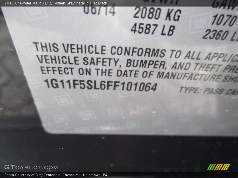 Ashen Gray Metallic / Jet Black 2015 Chevrolet Malibu LTZ