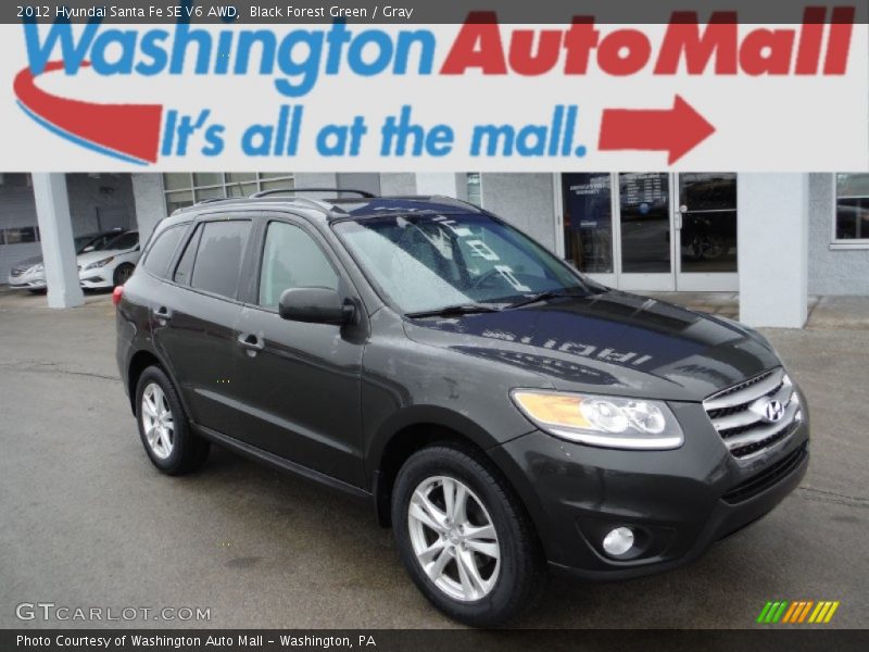Black Forest Green / Gray 2012 Hyundai Santa Fe SE V6 AWD