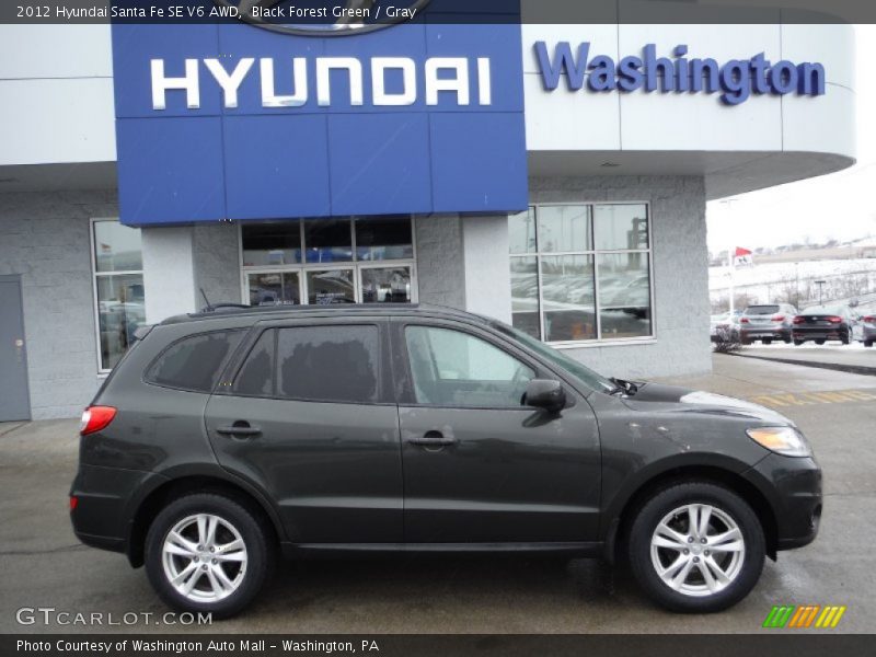 Black Forest Green / Gray 2012 Hyundai Santa Fe SE V6 AWD