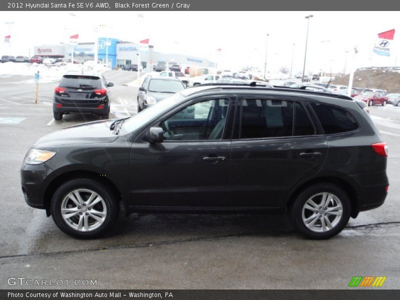 Black Forest Green / Gray 2012 Hyundai Santa Fe SE V6 AWD