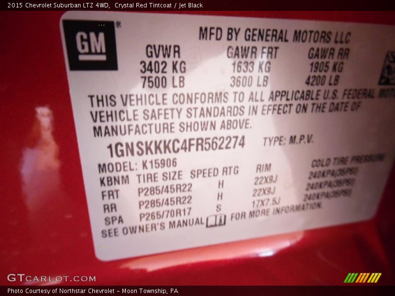 Crystal Red Tintcoat / Jet Black 2015 Chevrolet Suburban LTZ 4WD