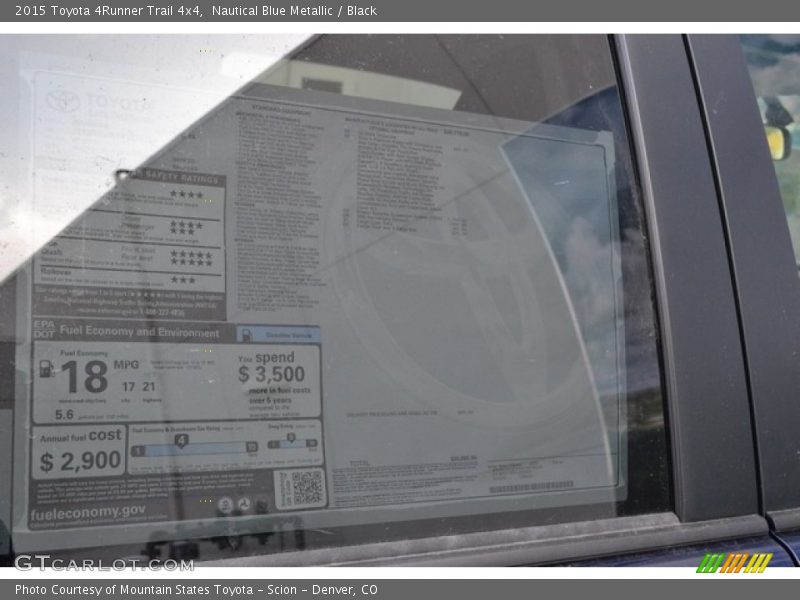 Nautical Blue Metallic / Black 2015 Toyota 4Runner Trail 4x4