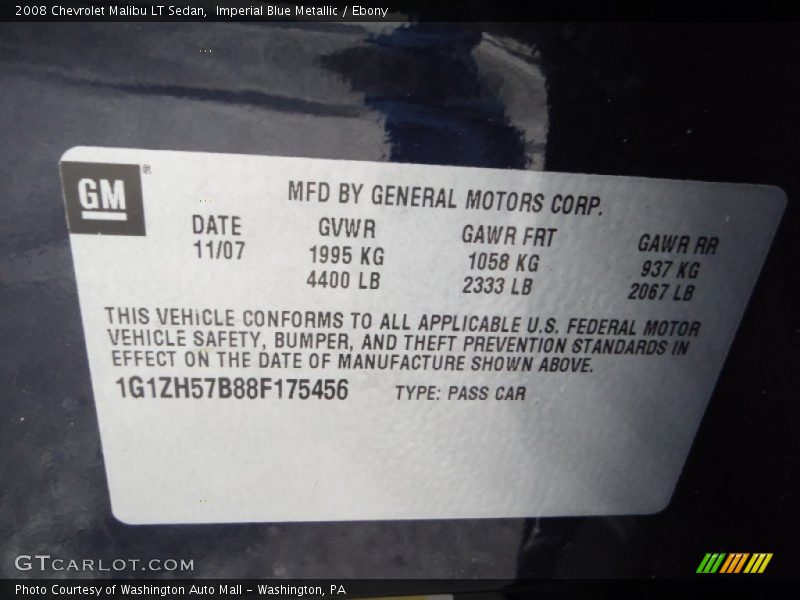 Imperial Blue Metallic / Ebony 2008 Chevrolet Malibu LT Sedan