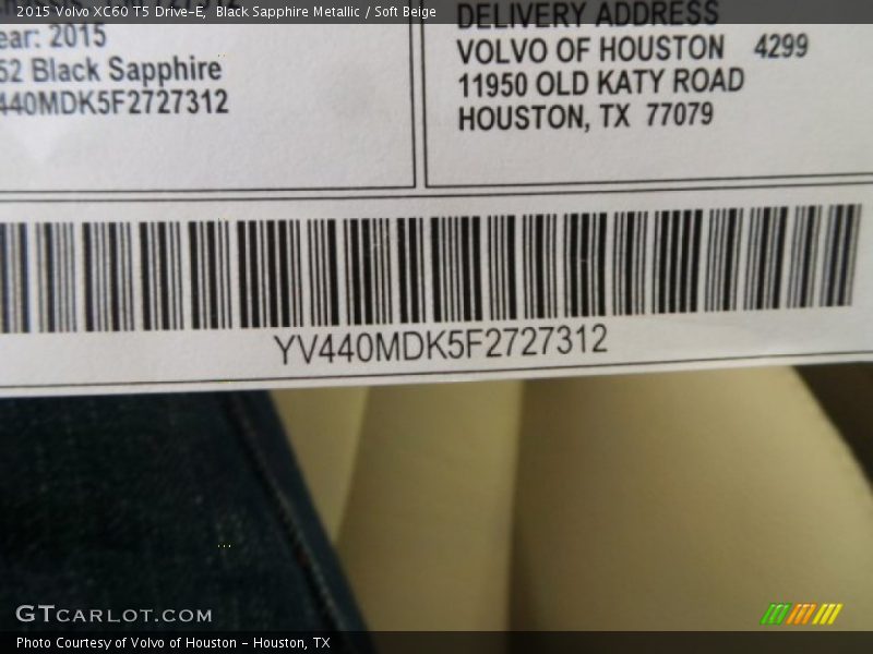 Black Sapphire Metallic / Soft Beige 2015 Volvo XC60 T5 Drive-E