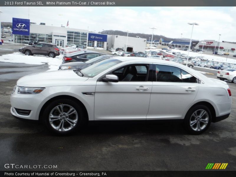 White Platinum Tri-Coat / Charcoal Black 2013 Ford Taurus SEL