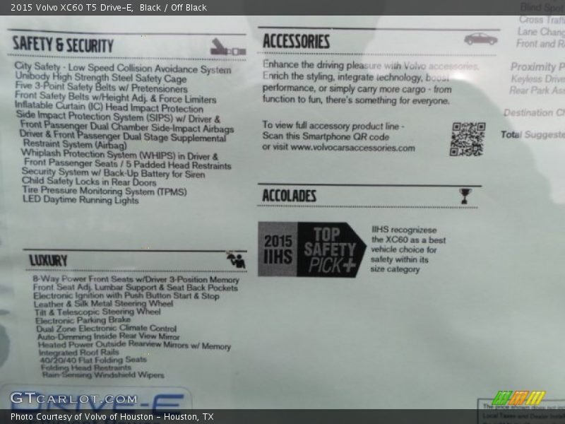 Black / Off Black 2015 Volvo XC60 T5 Drive-E
