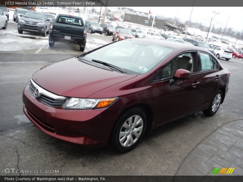 Crimson Pearl / Beige 2012 Honda Civic LX Sedan