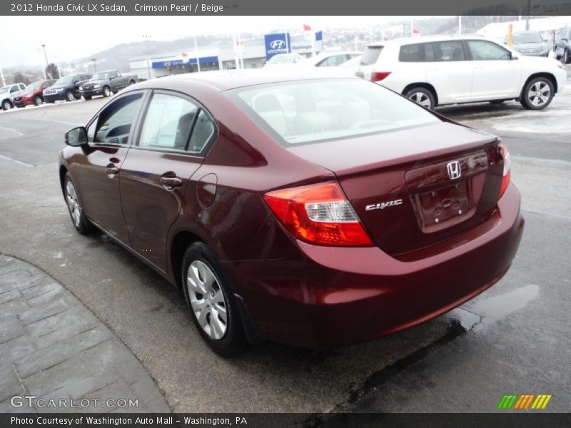 Crimson Pearl / Beige 2012 Honda Civic LX Sedan