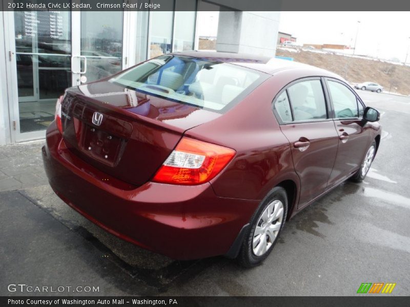 Crimson Pearl / Beige 2012 Honda Civic LX Sedan