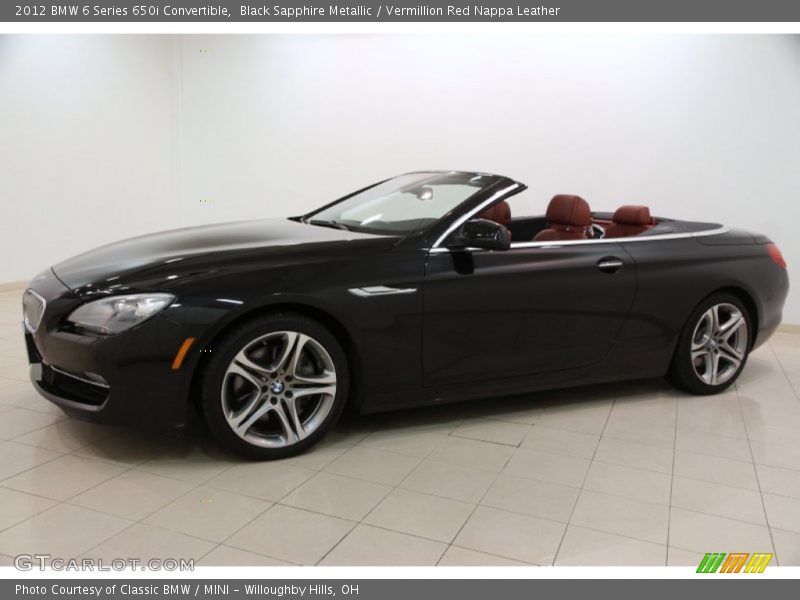 Black Sapphire Metallic / Vermillion Red Nappa Leather 2012 BMW 6 Series 650i Convertible