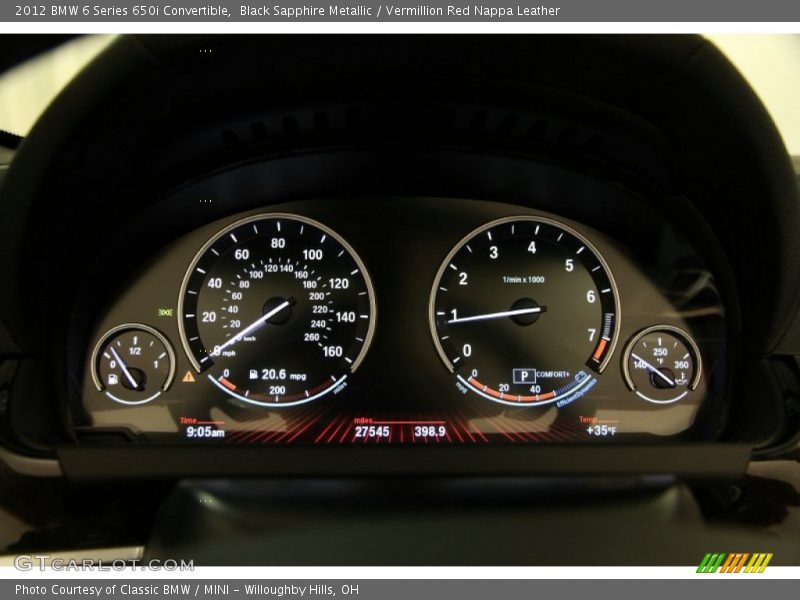 Black Sapphire Metallic / Vermillion Red Nappa Leather 2012 BMW 6 Series 650i Convertible