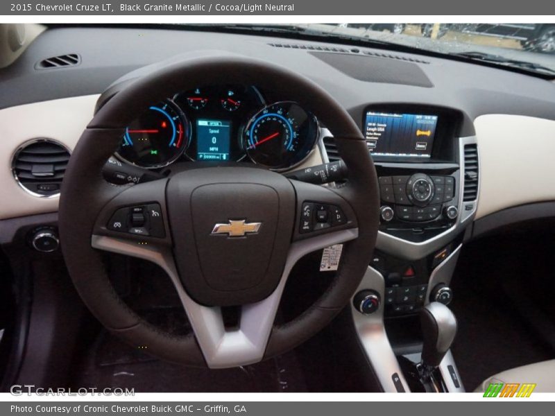Black Granite Metallic / Cocoa/Light Neutral 2015 Chevrolet Cruze LT
