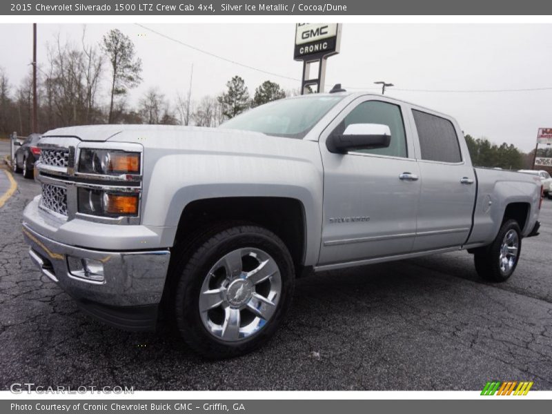 Silver Ice Metallic / Cocoa/Dune 2015 Chevrolet Silverado 1500 LTZ Crew Cab 4x4
