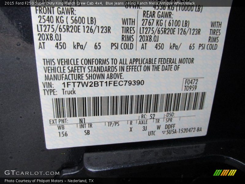 Blue Jeans / King Ranch Mesa Antique Affect/Black 2015 Ford F250 Super Duty King Ranch Crew Cab 4x4