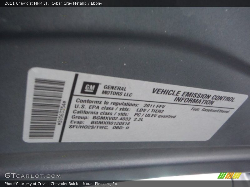 Cyber Gray Metallic / Ebony 2011 Chevrolet HHR LT