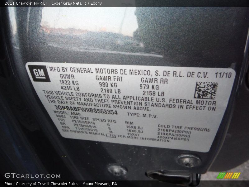 Cyber Gray Metallic / Ebony 2011 Chevrolet HHR LT