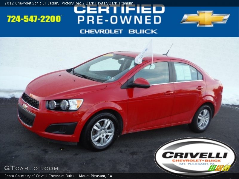 Victory Red / Dark Pewter/Dark Titanium 2012 Chevrolet Sonic LT Sedan