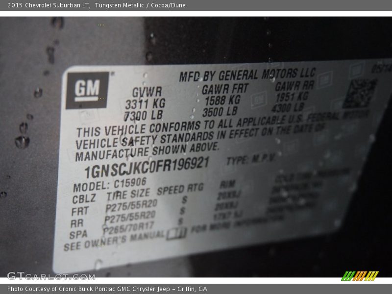 Tungsten Metallic / Cocoa/Dune 2015 Chevrolet Suburban LT