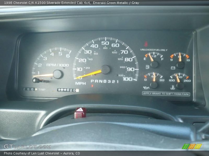Emerald Green Metallic / Gray 1998 Chevrolet C/K K1500 Silverado Extended Cab 4x4