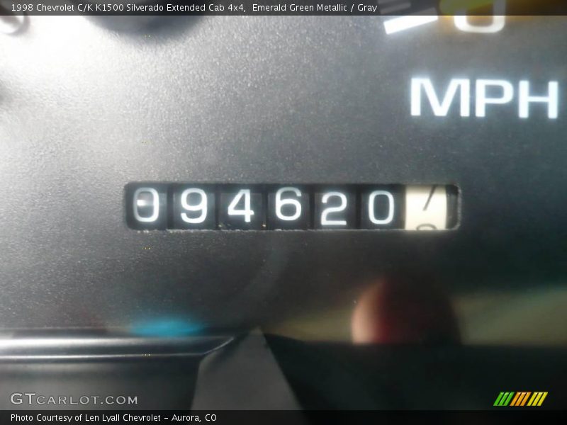 Emerald Green Metallic / Gray 1998 Chevrolet C/K K1500 Silverado Extended Cab 4x4
