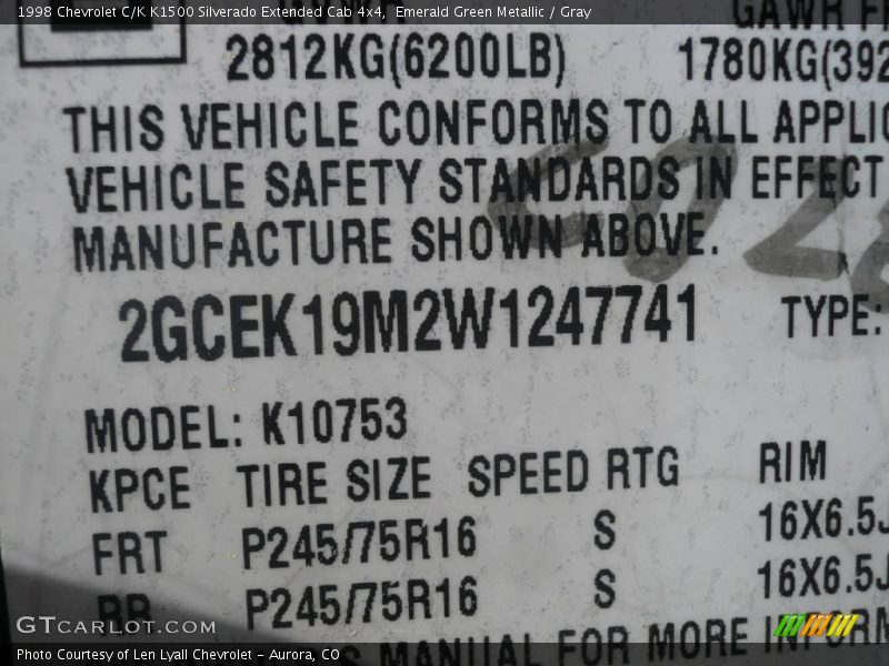 Emerald Green Metallic / Gray 1998 Chevrolet C/K K1500 Silverado Extended Cab 4x4