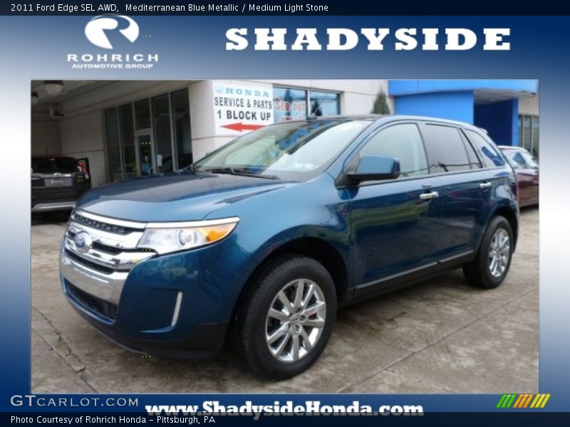 Mediterranean Blue Metallic / Medium Light Stone 2011 Ford Edge SEL AWD