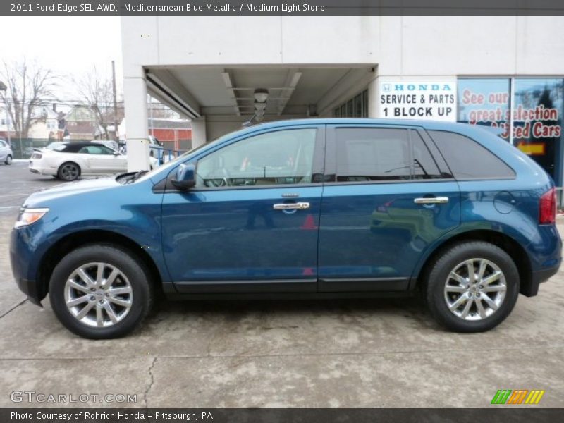 Mediterranean Blue Metallic / Medium Light Stone 2011 Ford Edge SEL AWD