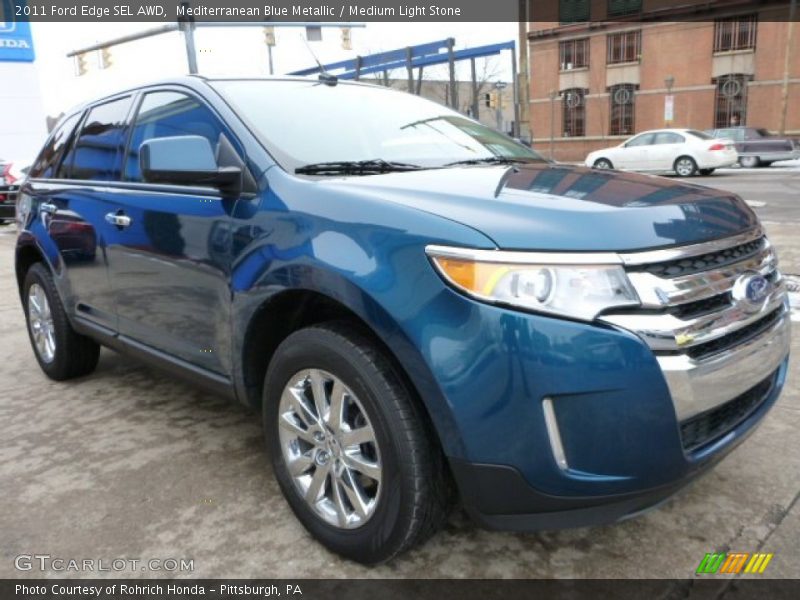 Mediterranean Blue Metallic / Medium Light Stone 2011 Ford Edge SEL AWD