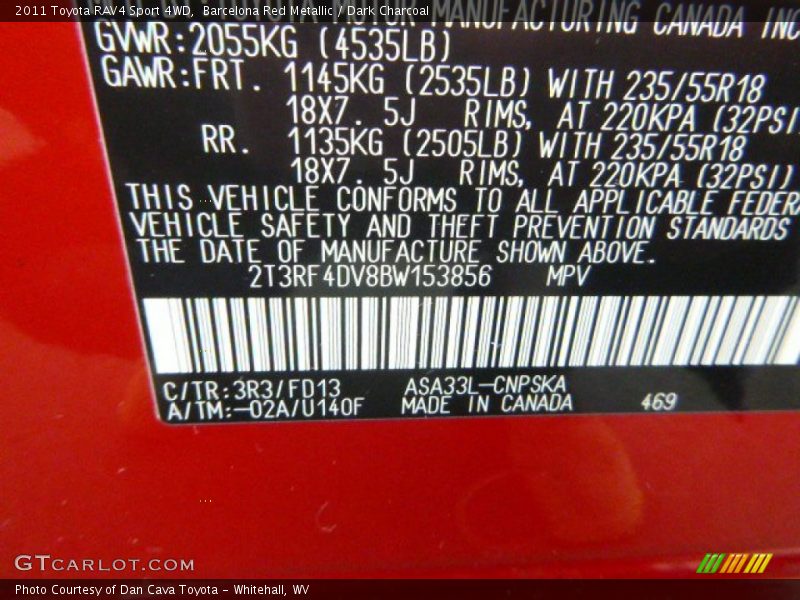 Barcelona Red Metallic / Dark Charcoal 2011 Toyota RAV4 Sport 4WD