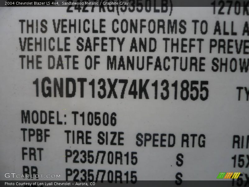 Sandalwood Metallic / Graphite Gray 2004 Chevrolet Blazer LS 4x4