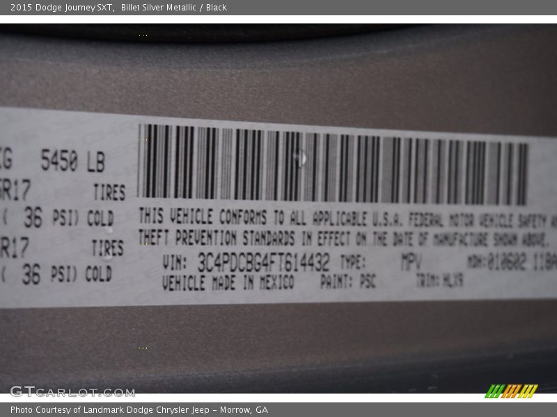 Billet Silver Metallic / Black 2015 Dodge Journey SXT