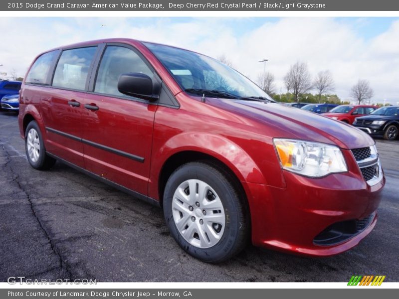 Deep Cherry Red Crystal Pearl / Black/Light Graystone 2015 Dodge Grand Caravan American Value Package