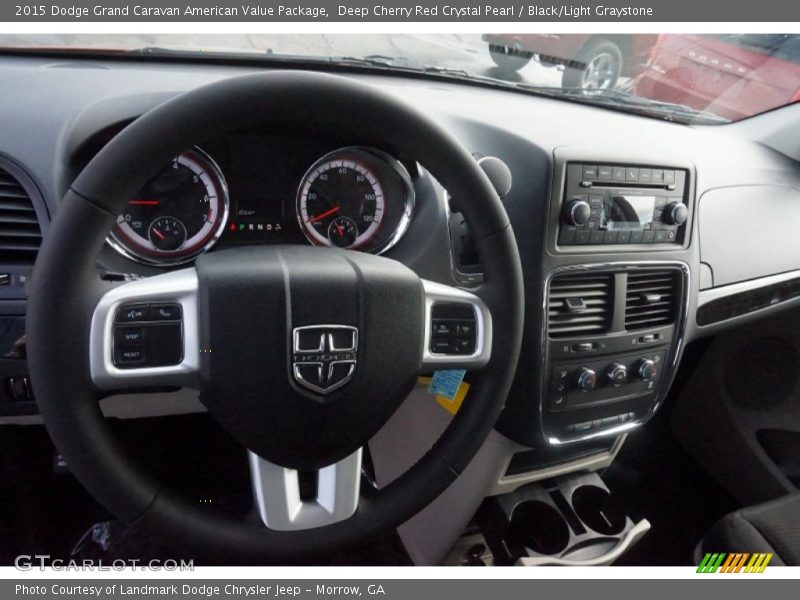Deep Cherry Red Crystal Pearl / Black/Light Graystone 2015 Dodge Grand Caravan American Value Package
