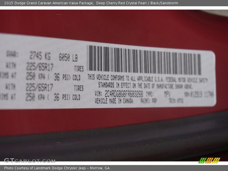 Deep Cherry Red Crystal Pearl / Black/Sandstorm 2015 Dodge Grand Caravan American Value Package