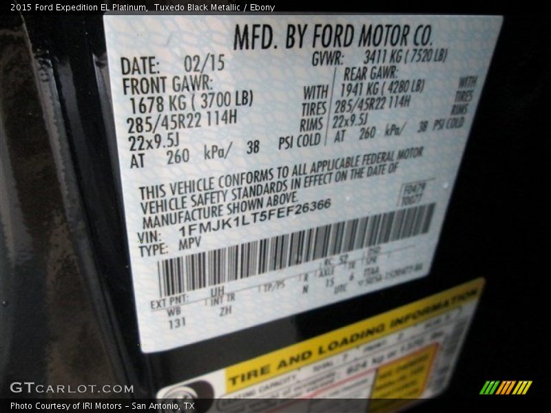2015 Expedition EL Platinum Tuxedo Black Metallic Color Code UH