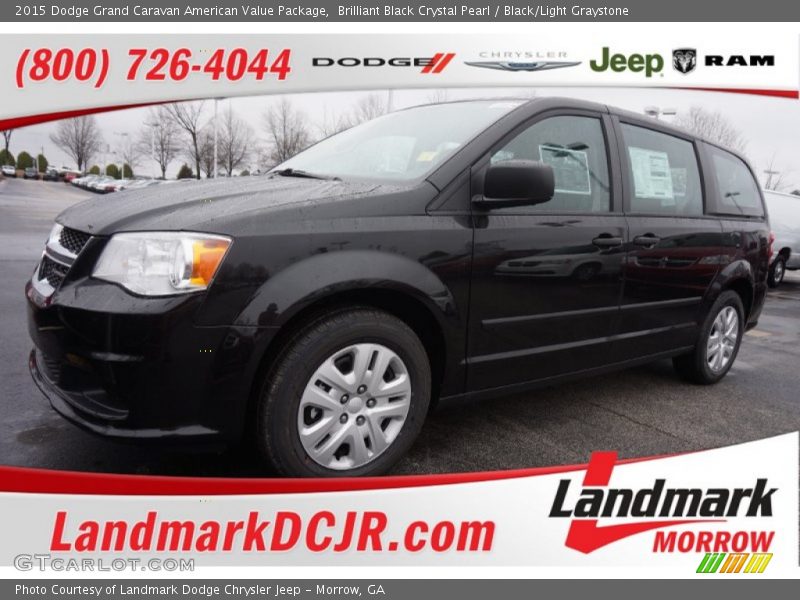 Brilliant Black Crystal Pearl / Black/Light Graystone 2015 Dodge Grand Caravan American Value Package