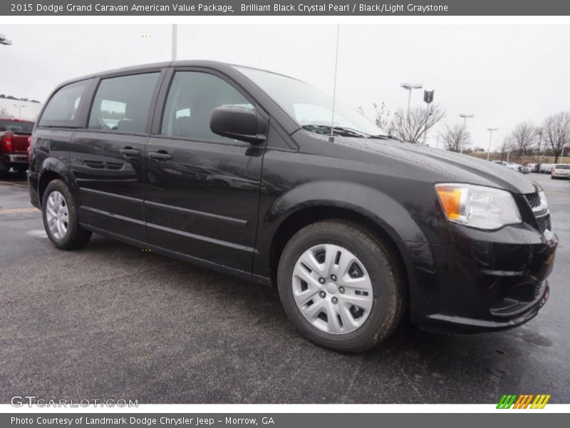 Brilliant Black Crystal Pearl / Black/Light Graystone 2015 Dodge Grand Caravan American Value Package