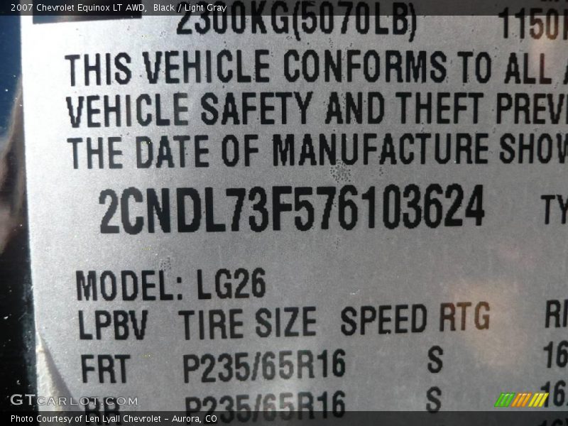 Black / Light Gray 2007 Chevrolet Equinox LT AWD