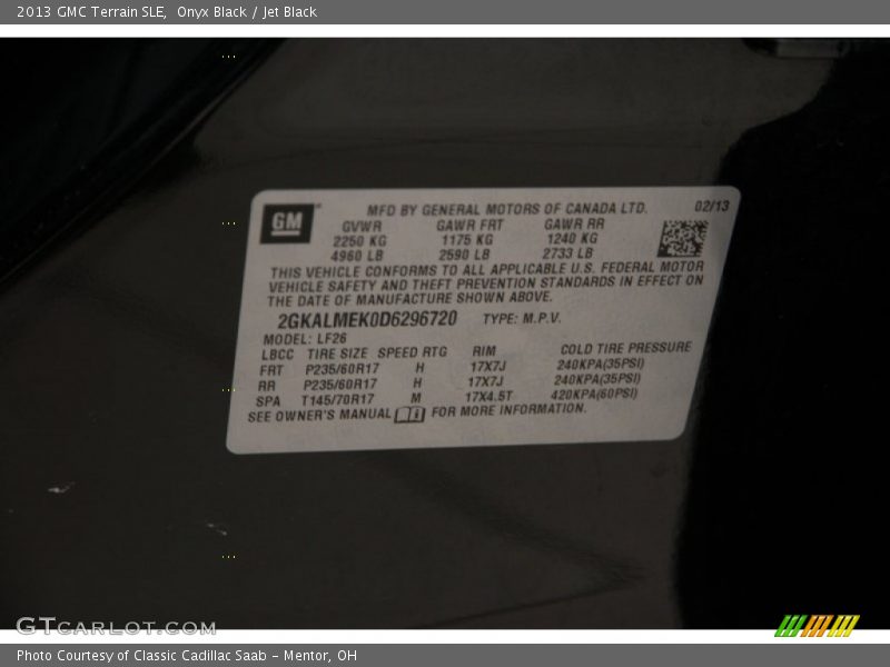 Onyx Black / Jet Black 2013 GMC Terrain SLE